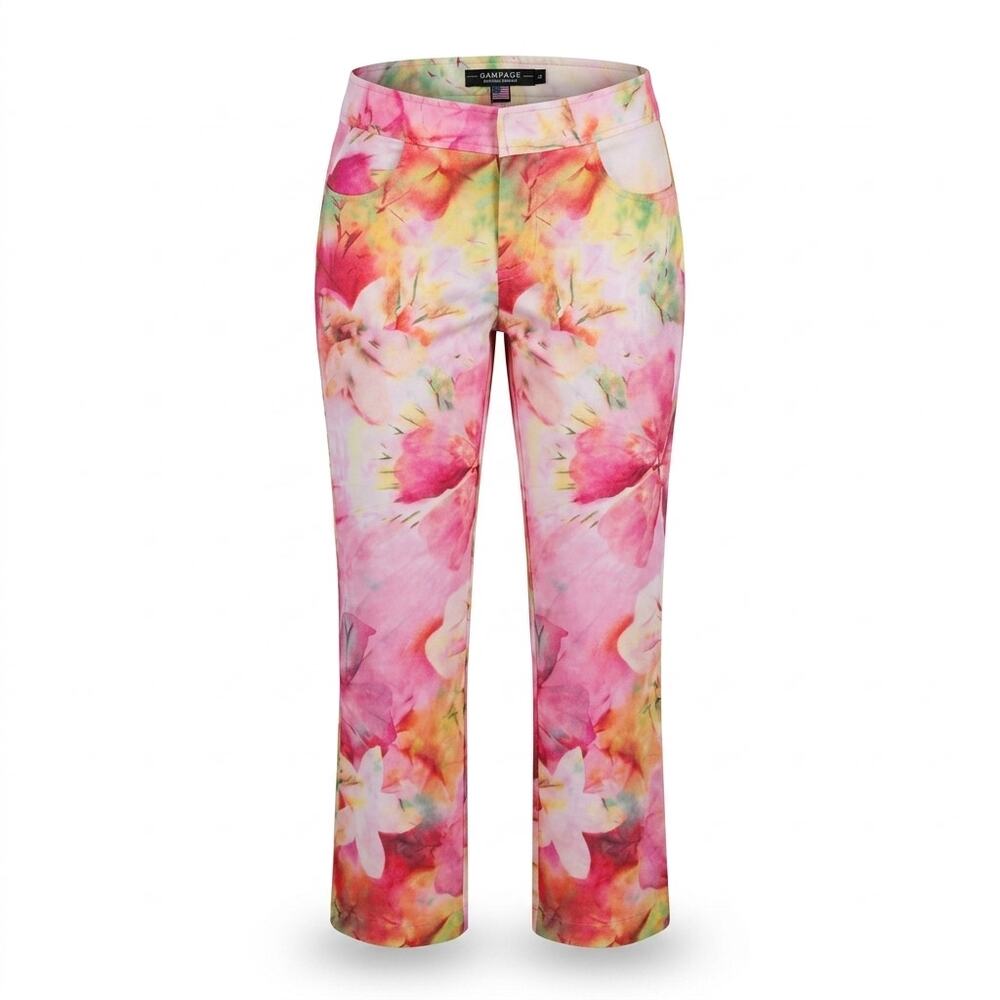Rampage Pink Tropical Floral Print Straight Leg Pants Women Size 5